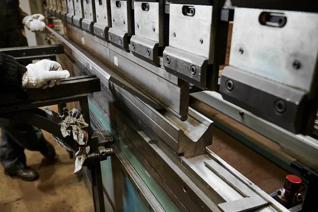 Sheet metal bending machine in the factory